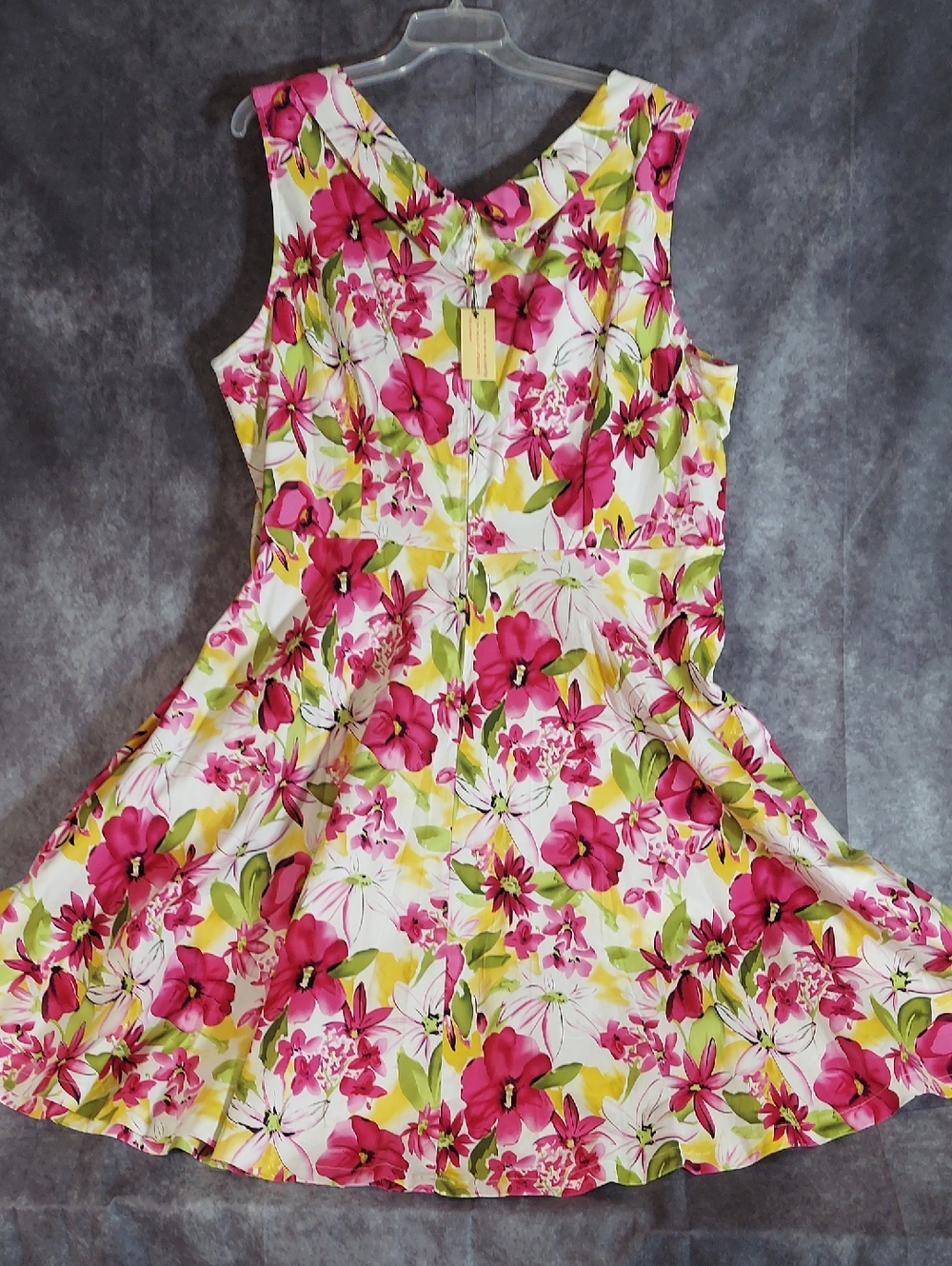 Sleeveless Pink Floral Fit-and-Flare Dress - Picture 3 of 13